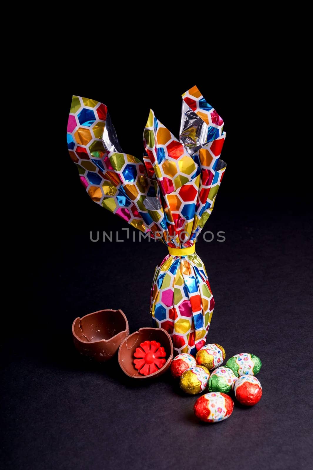 Easter egg isolated on Black background with copy space