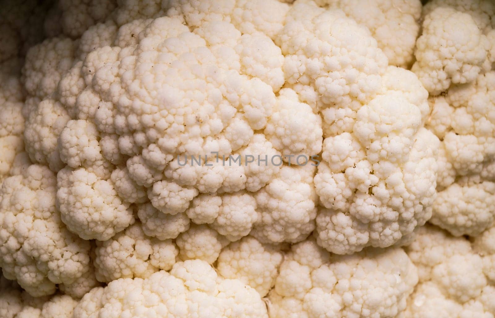 White swirl Healthy Organic Cauliflower, macro, close up