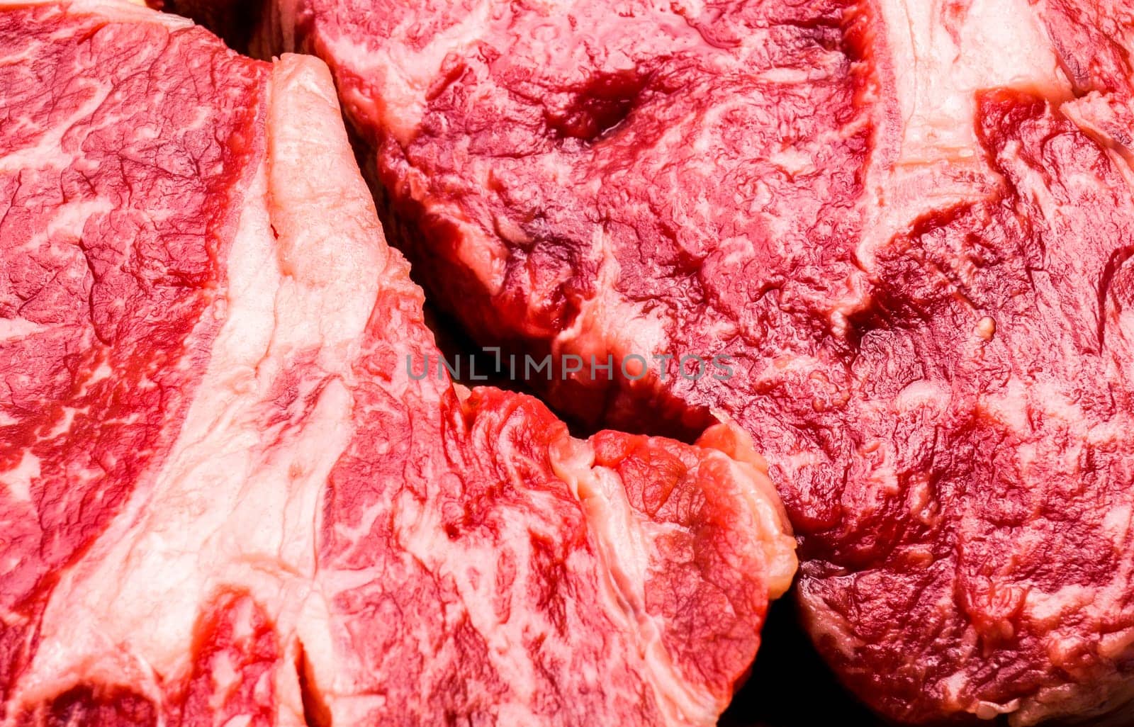 Raw Beef Meat, Organic red, fatty Kobe steak ready for cooking