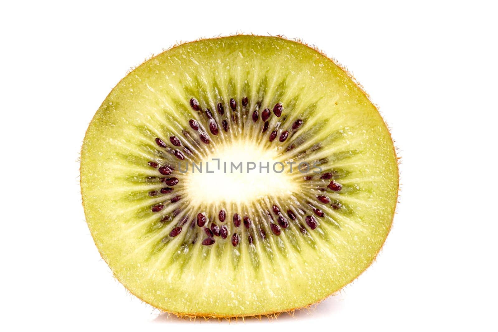 Kiwi, sliced in half, isolated on white with copy space