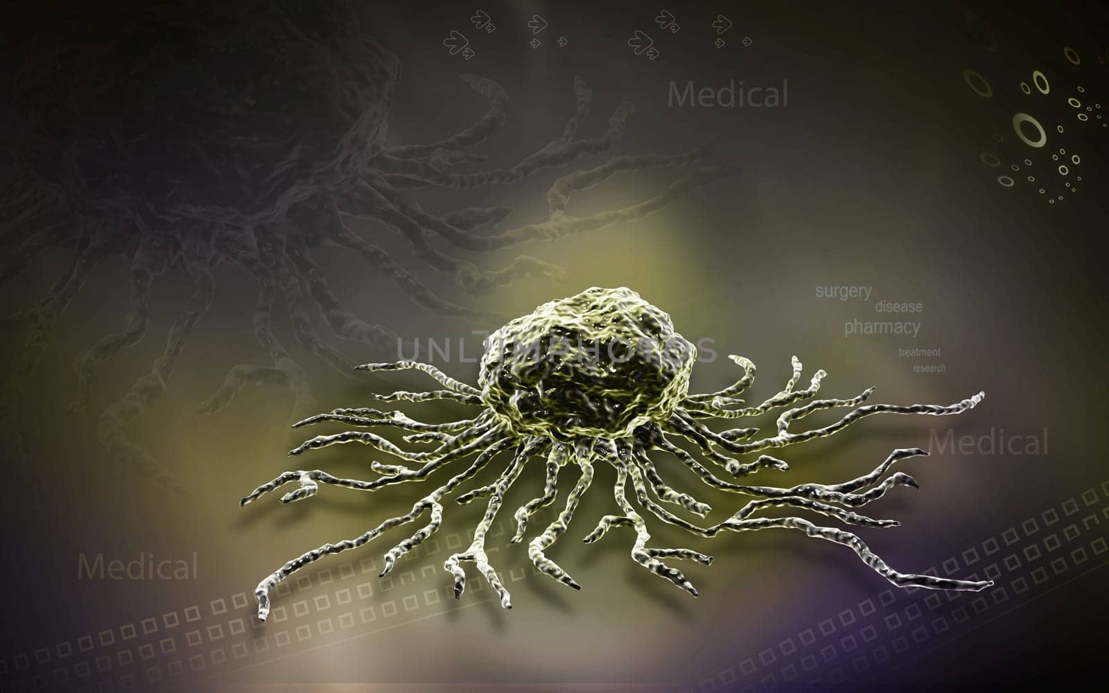 Digital illustration of stem cell in colour background