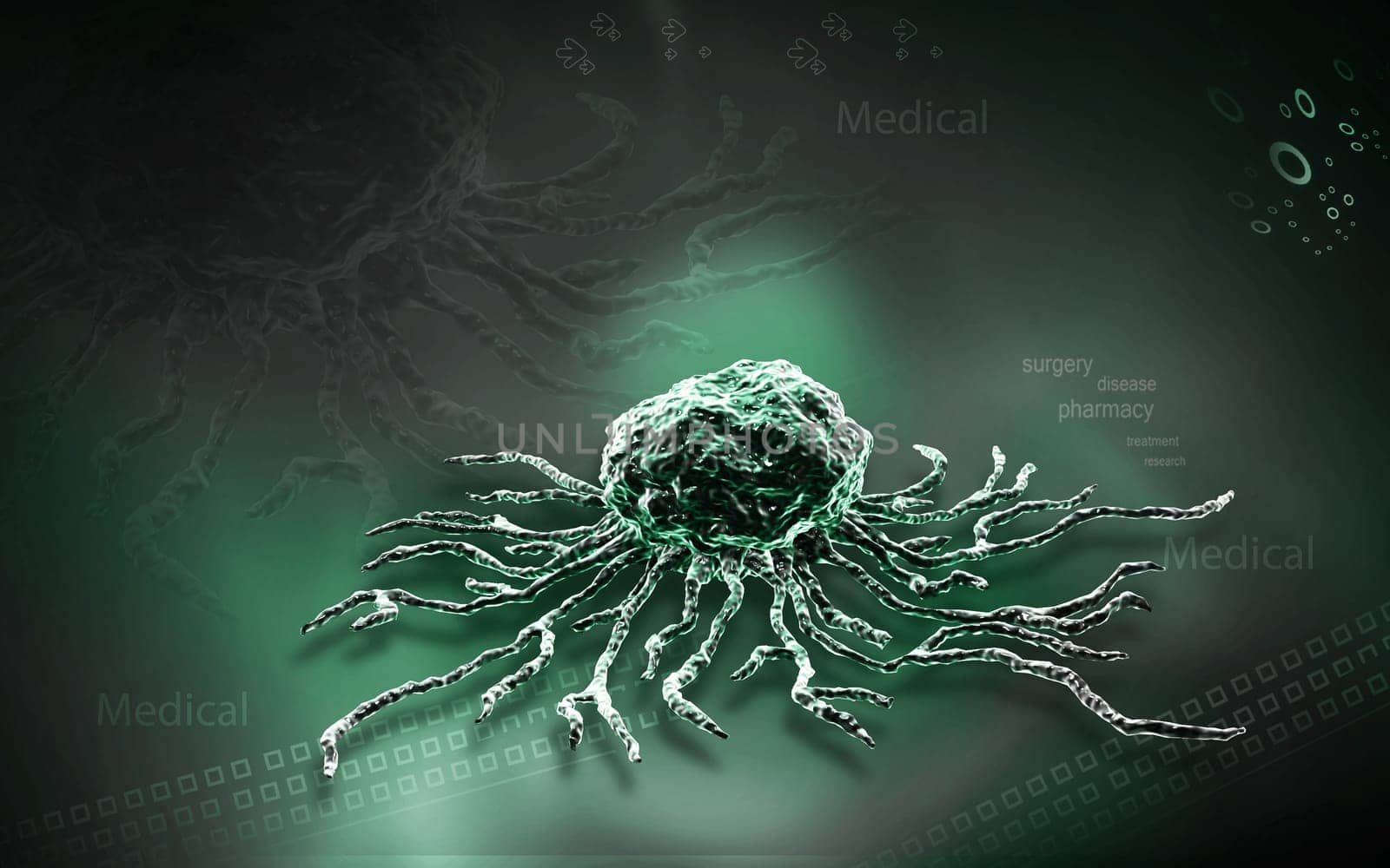 Digital illustration of stem cell in colour background