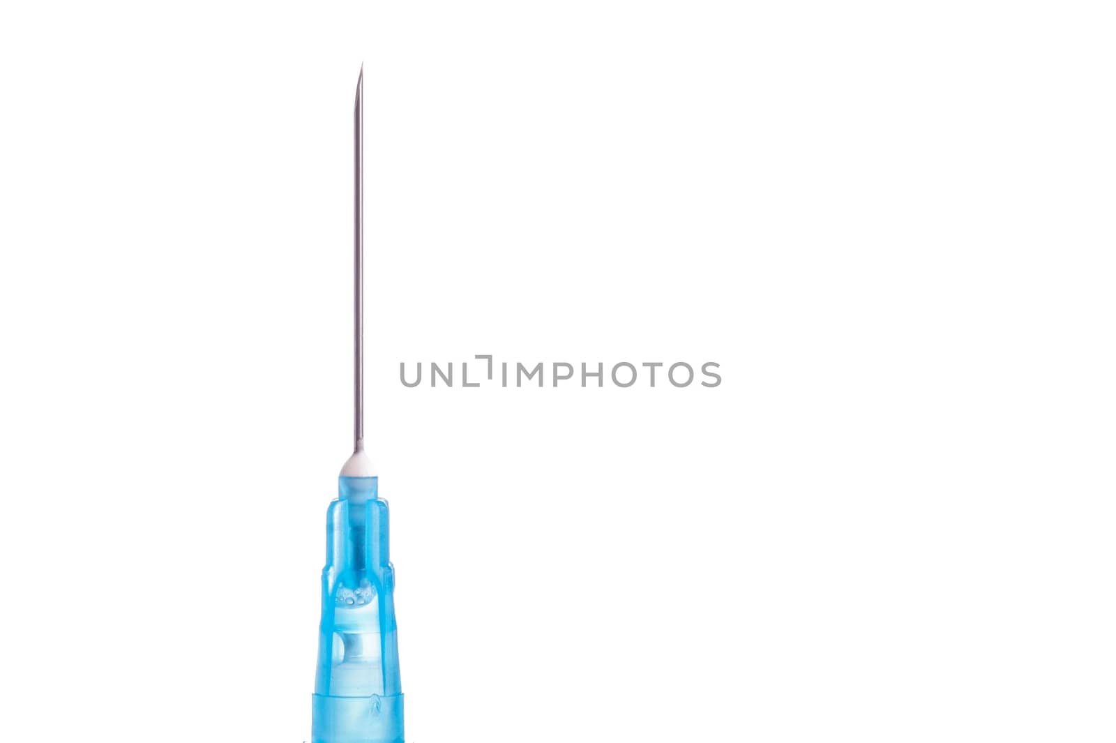 Syringe and needle filled with liquid, isolated on white