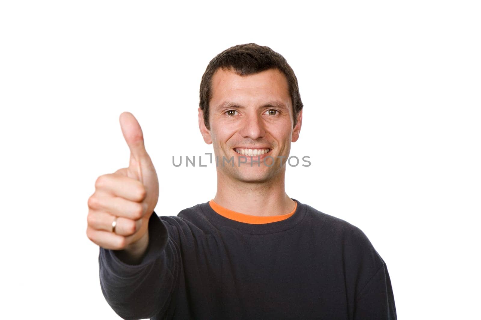 young casual man portrait in a white background