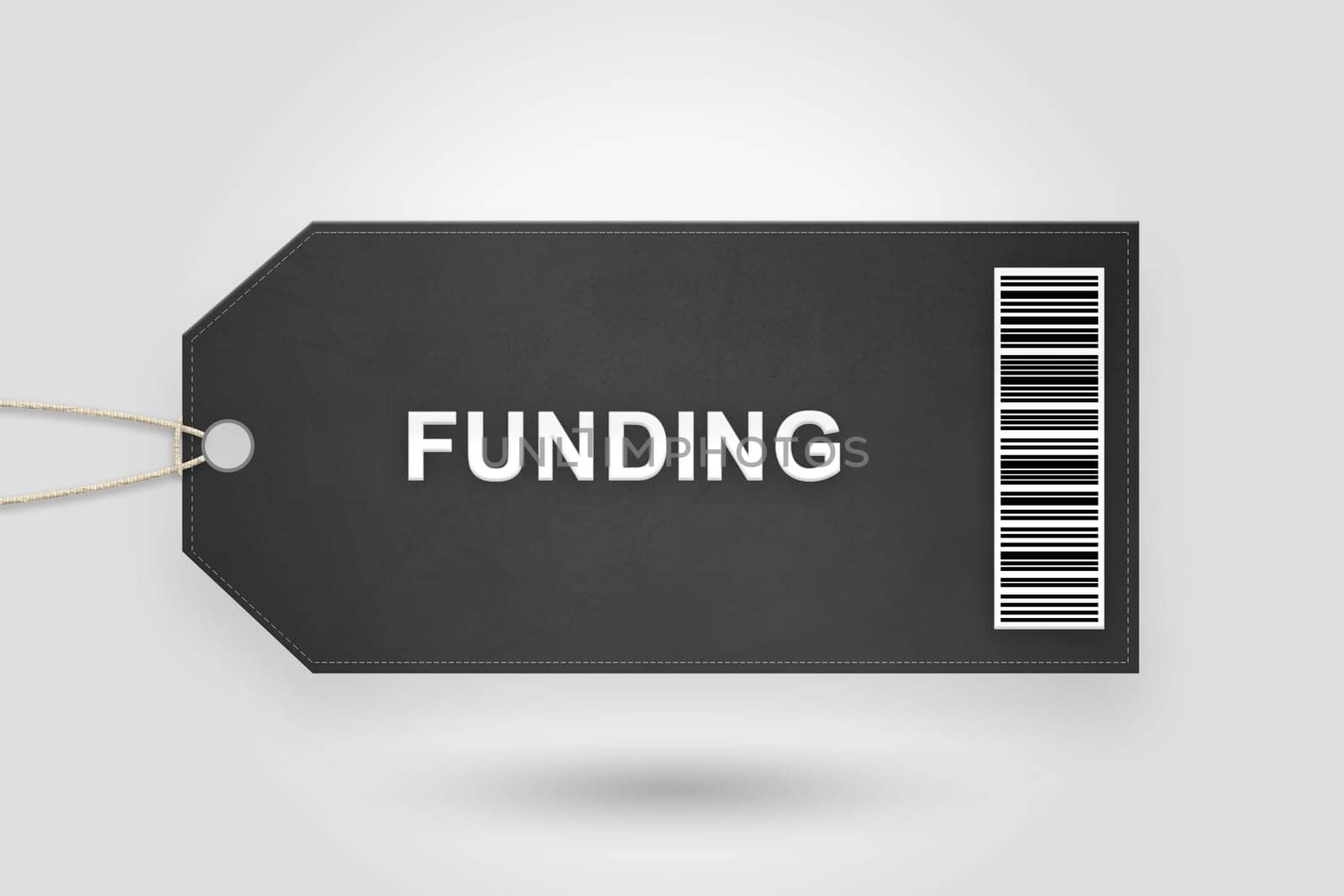 funding price tag with barcode and grey radial gradient background