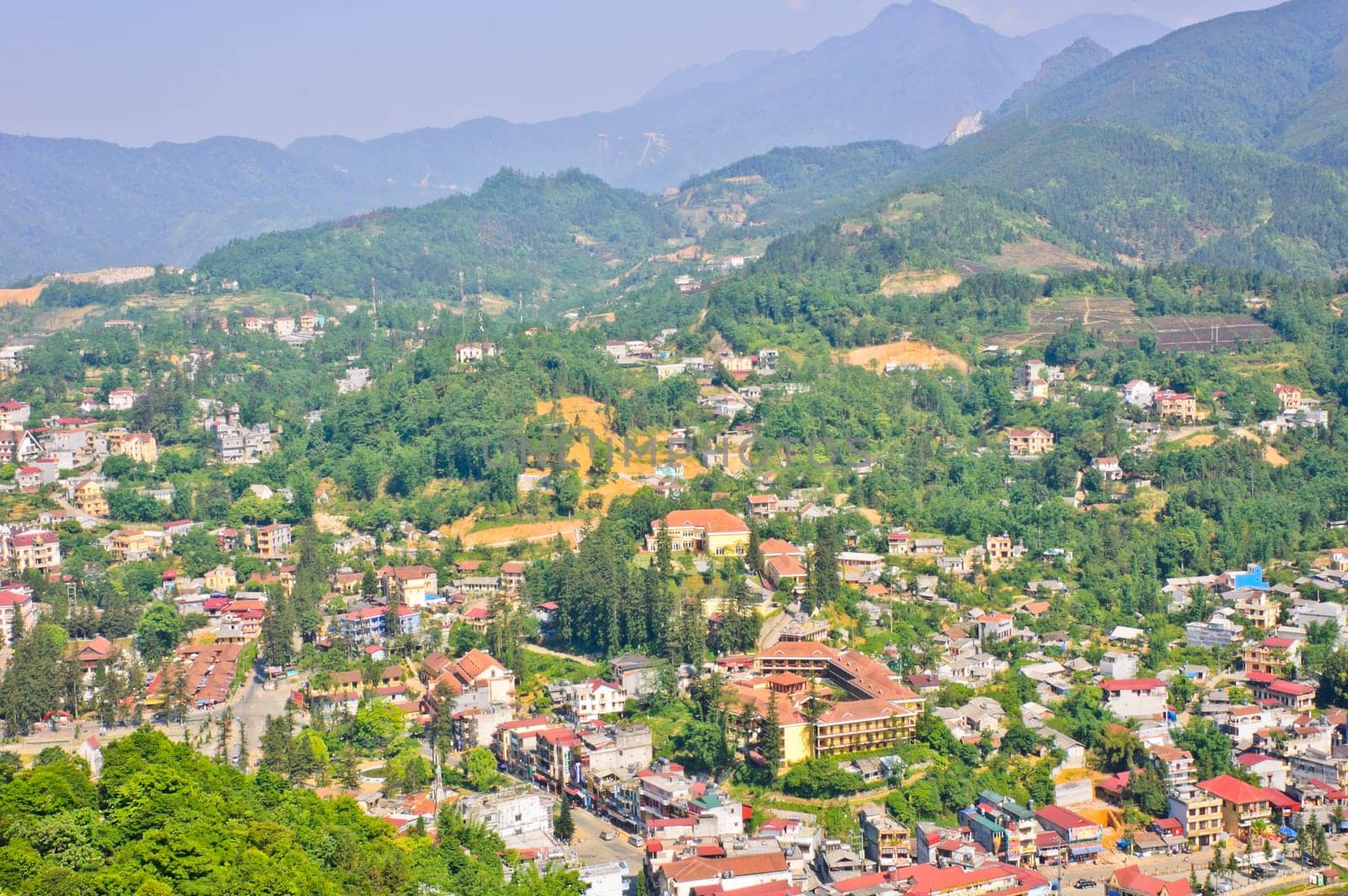 View Sapa town from Ham Rong mountain, Vietnam