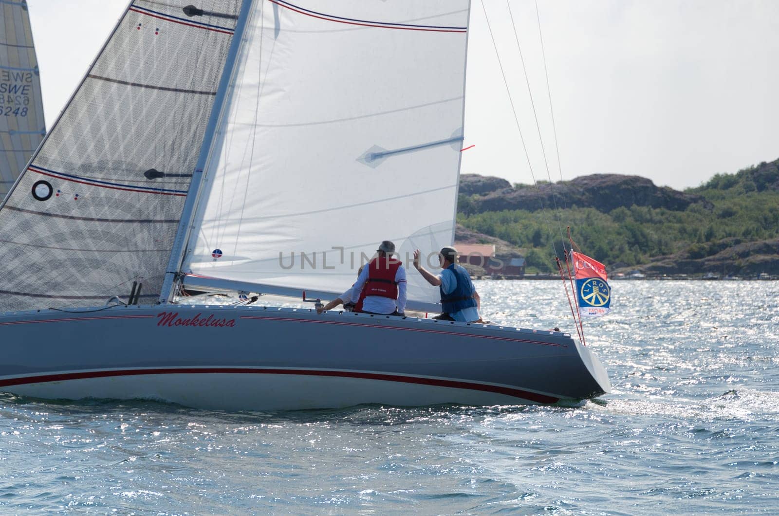 one sailing boat in a competition in sweden on the westcoast