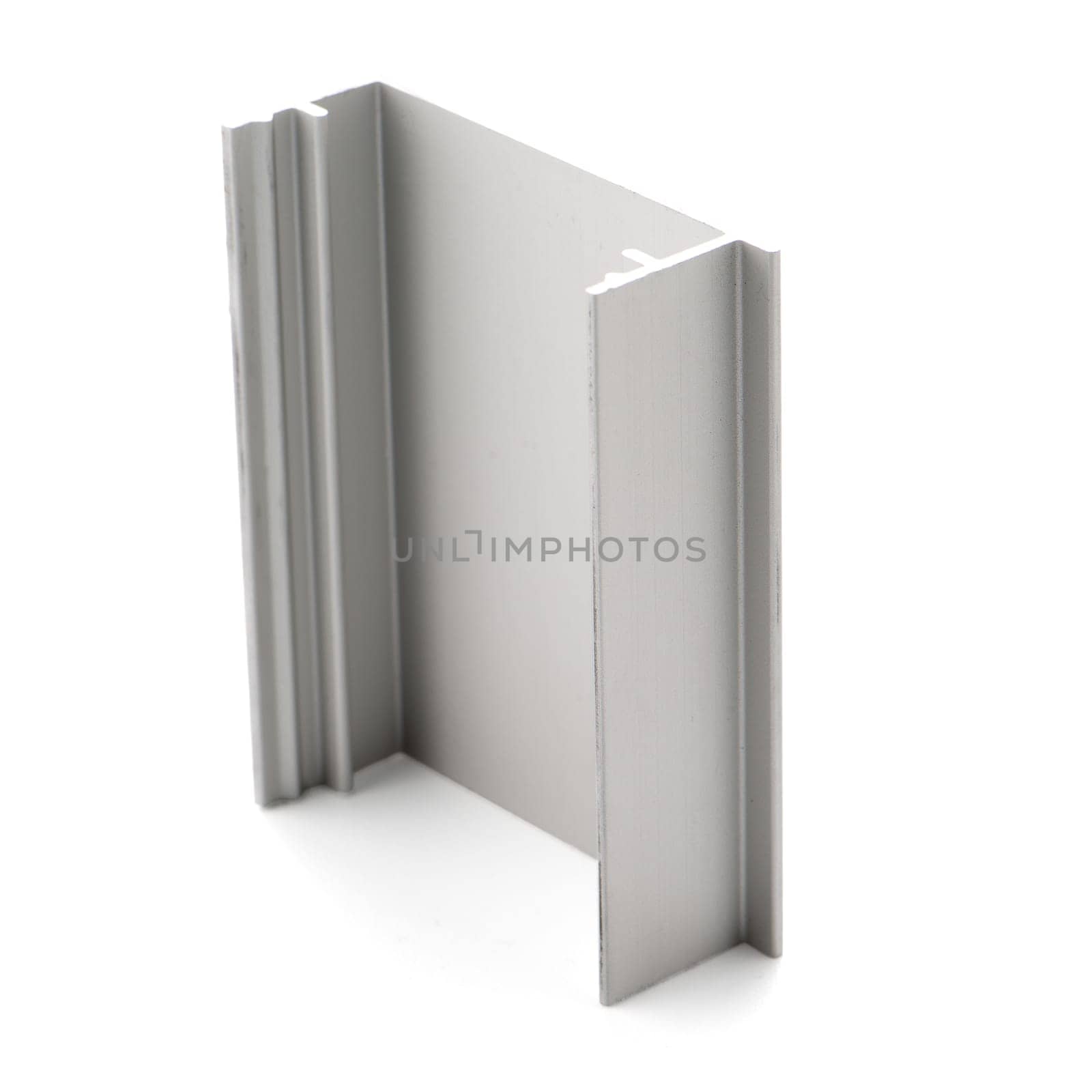 Aluminium profile sample isolated on white background.