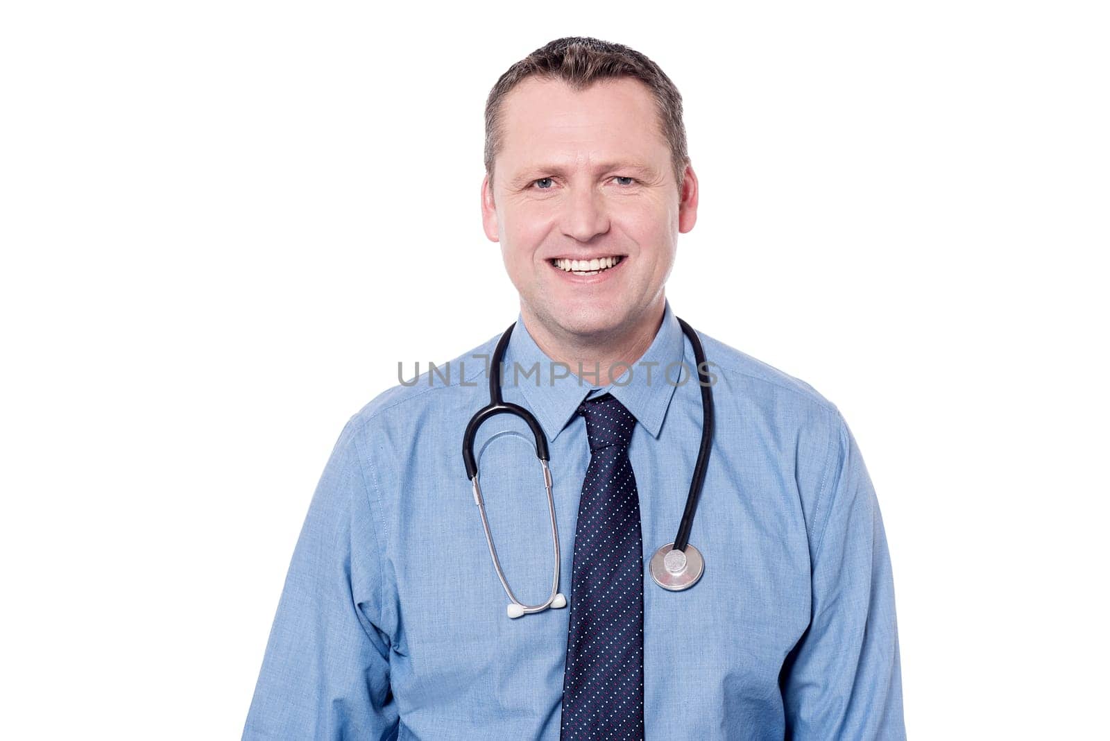Smiling male doctor isolated over white background