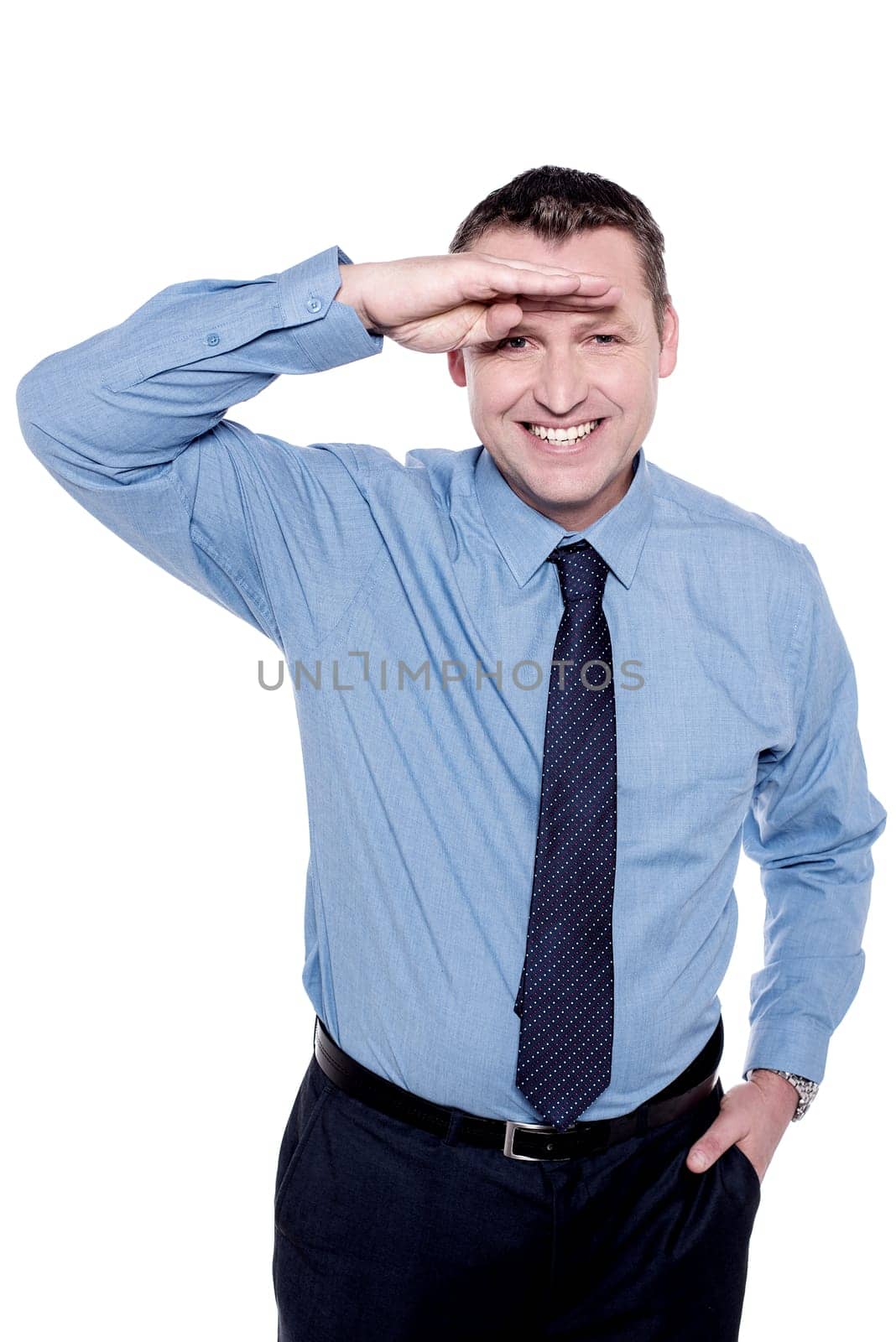 Corporate executive keeping his hand on forehead