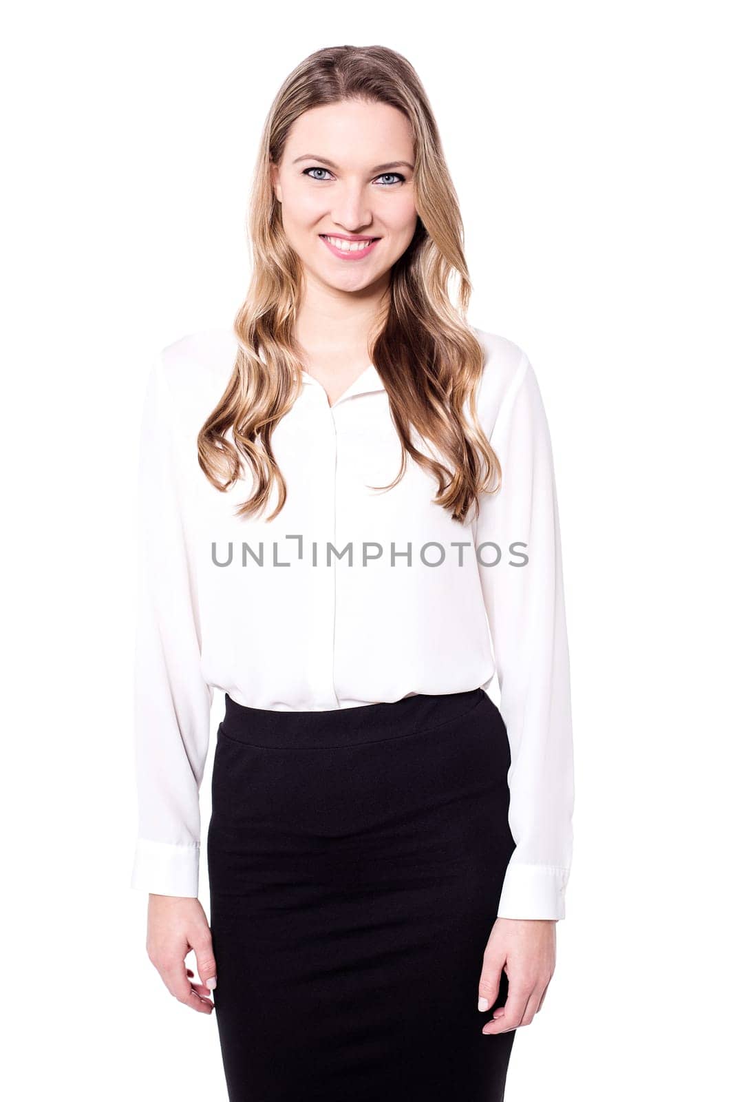 Smiling corporate executive isolated on white background