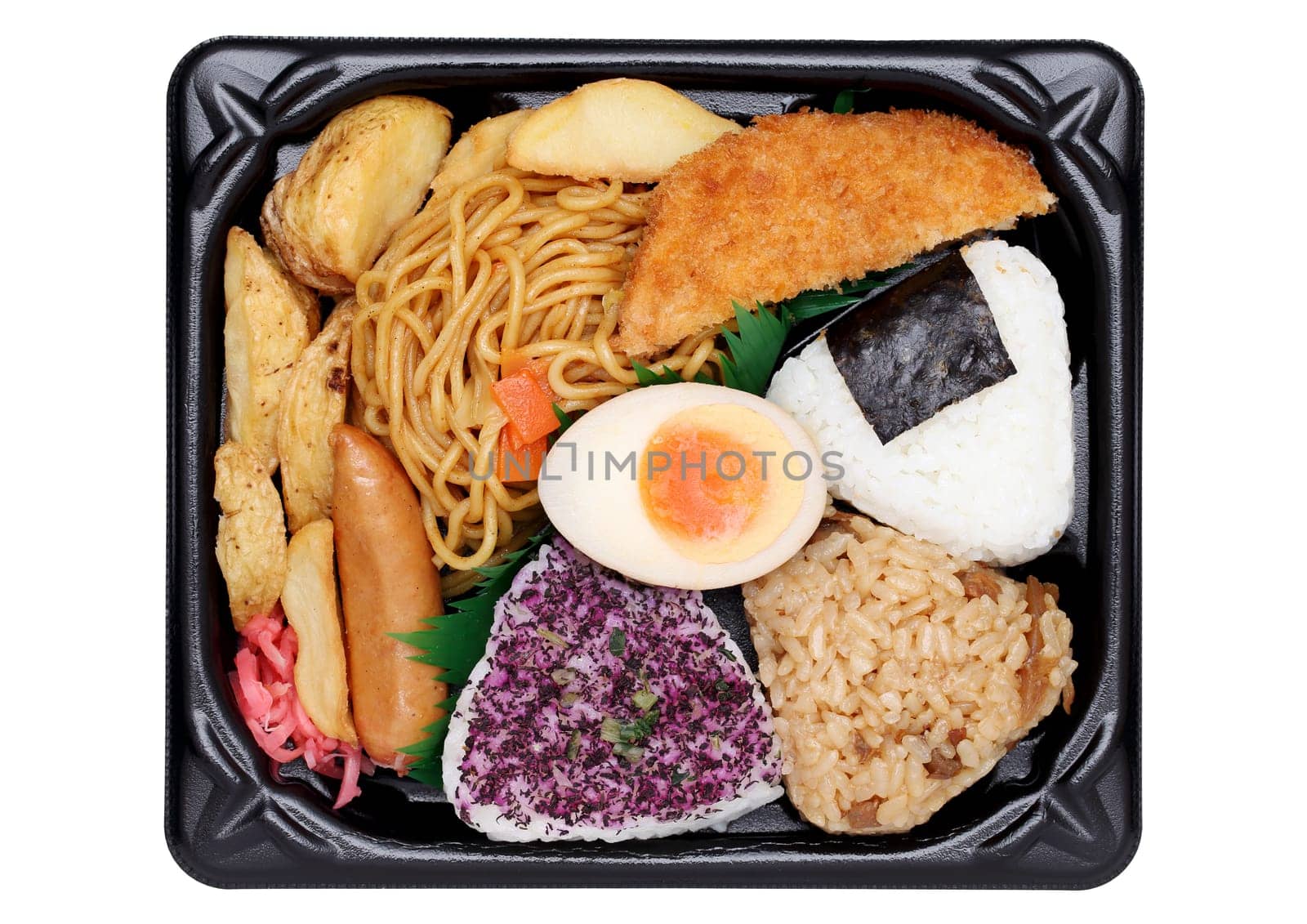 Japanese bento lunch isolated on white background