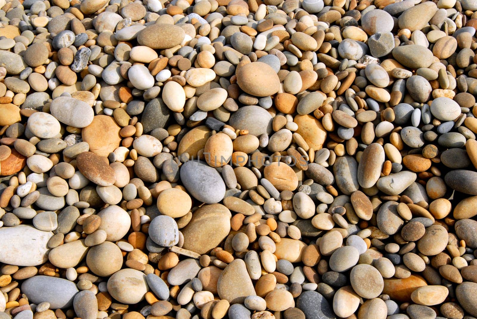 small wet pebble stones at the beach