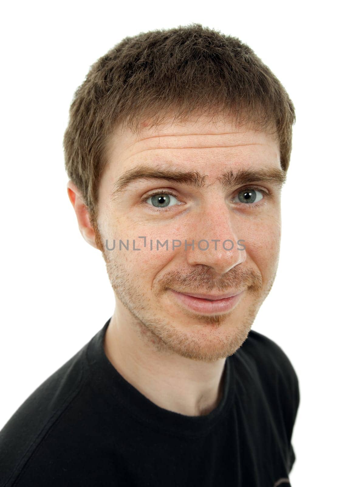 young casual man portrait, isolated on white