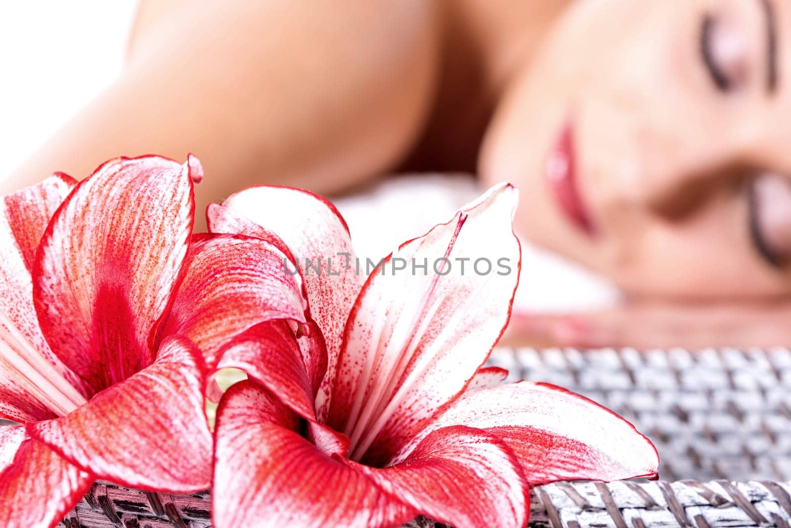 Blurred image of a woman in spa environment