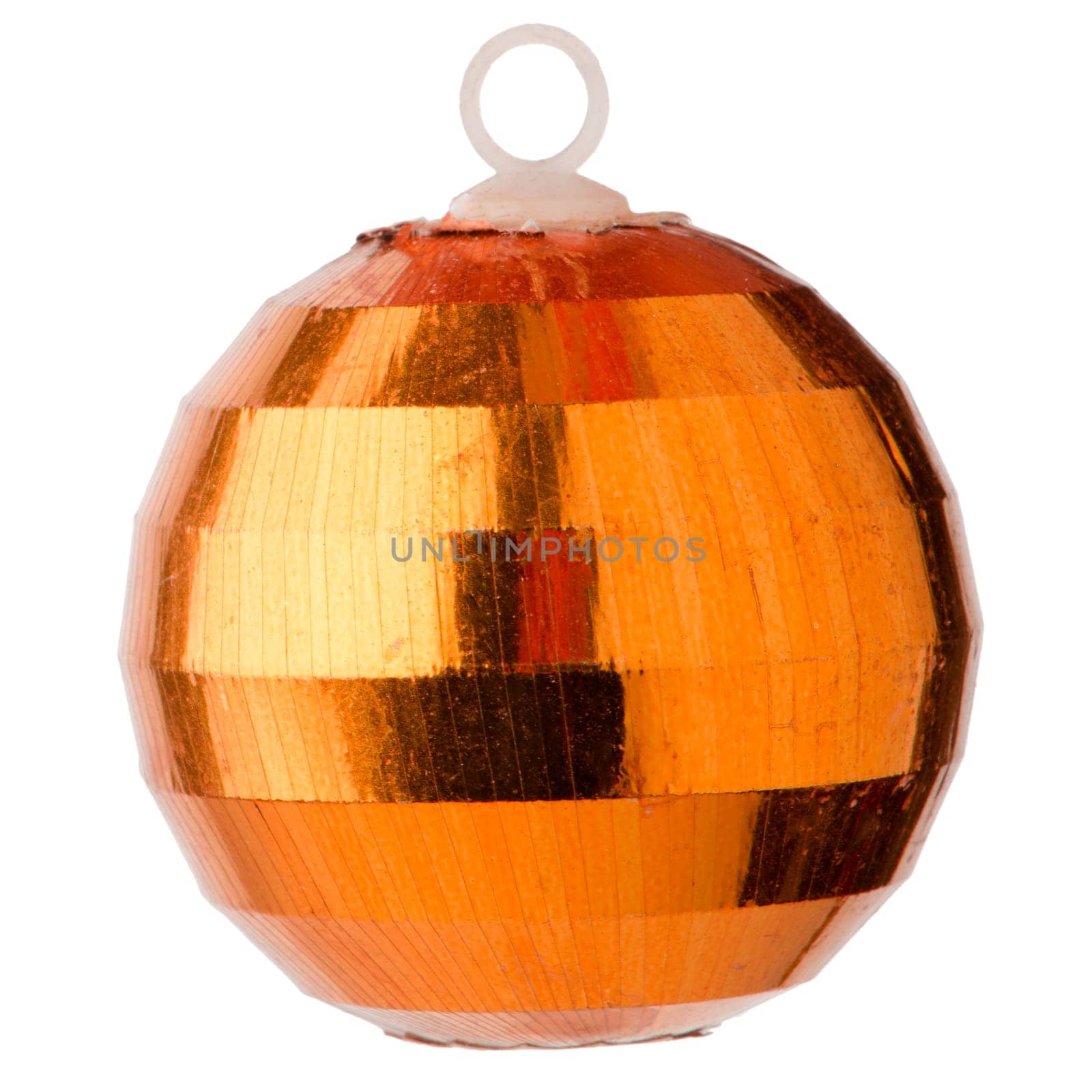Orange Christmas hanging decoration isolated on white background.