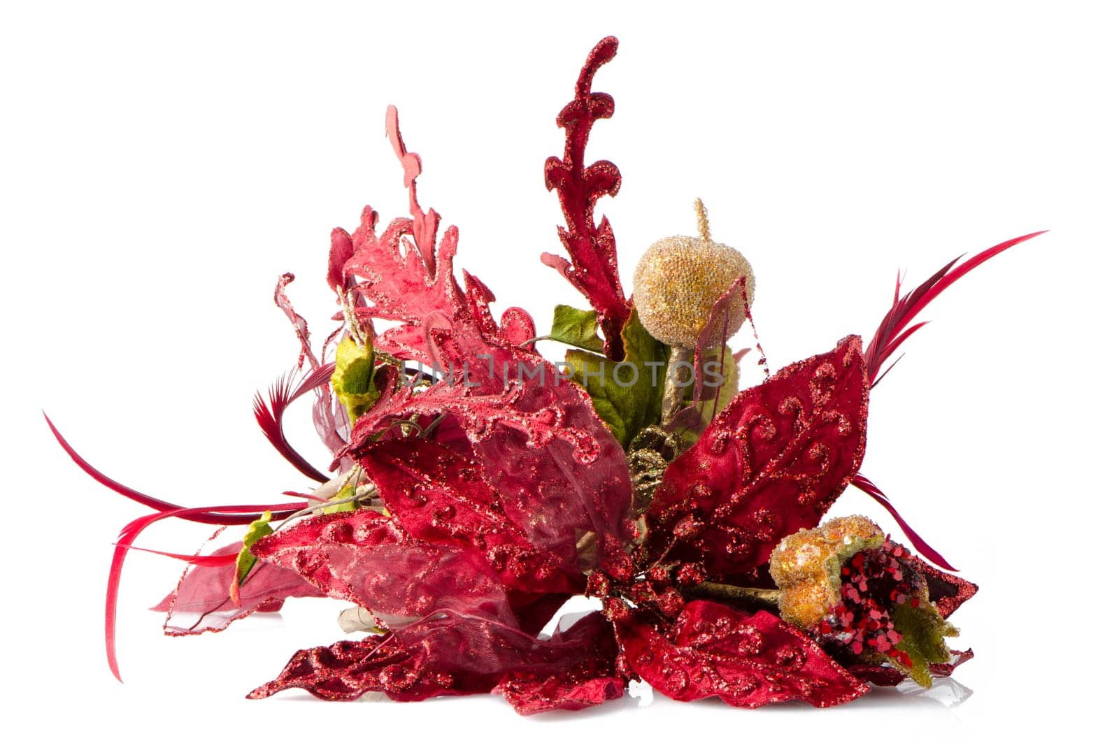 Red Christmas decoration on white background.