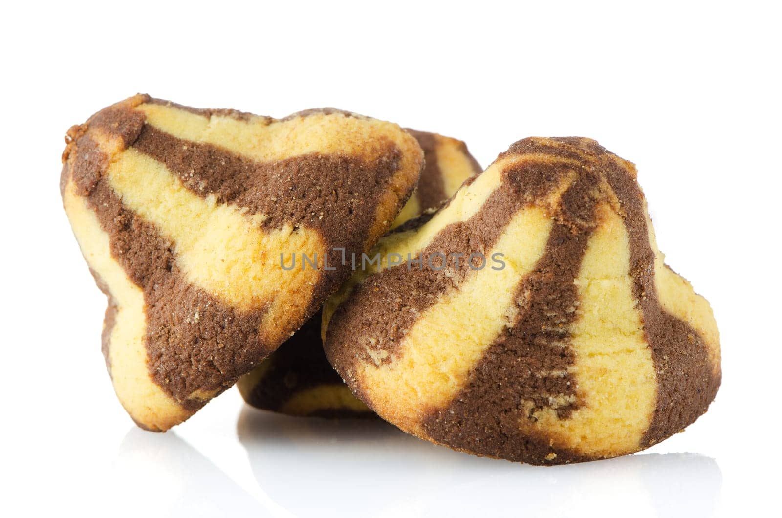 Homemade chocolate cookies isolated on white background.