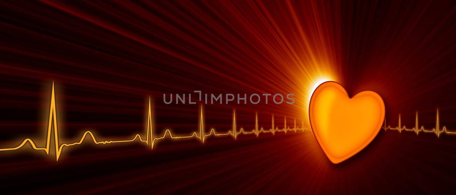 Heart rate with ECG graph on the futuristic medical monitor in the cyberspace. 3D background