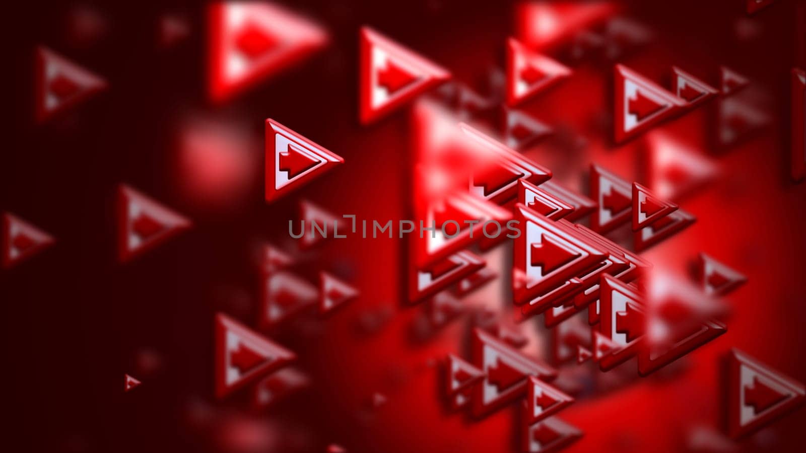 Moving group of arrows on a red backdrop, as a concept and a sign of the wrong choice of internet community in cyberspace for determination direction and areas of cooperation of the crowd