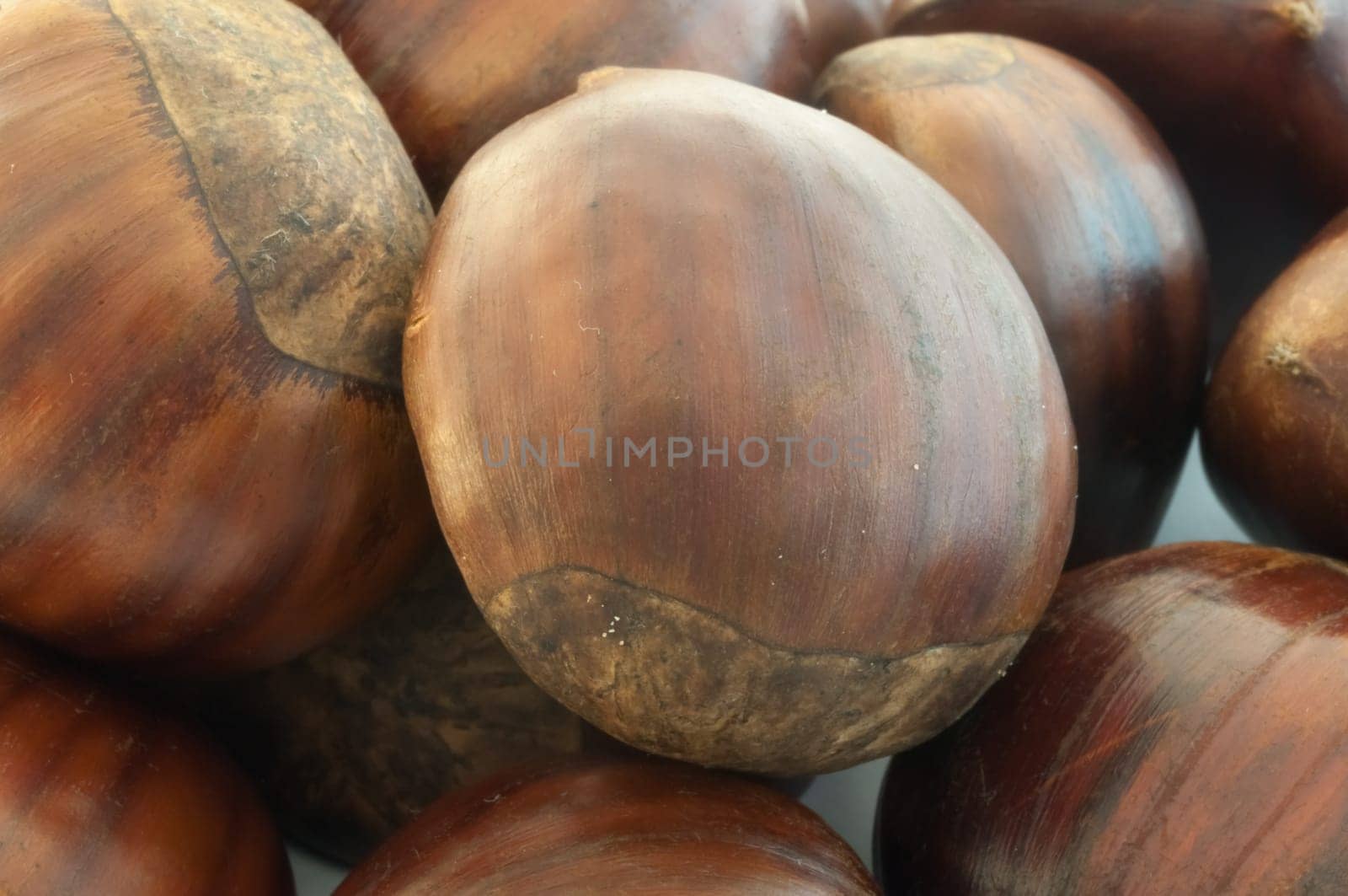 raw natural macro of chestnuts in studio