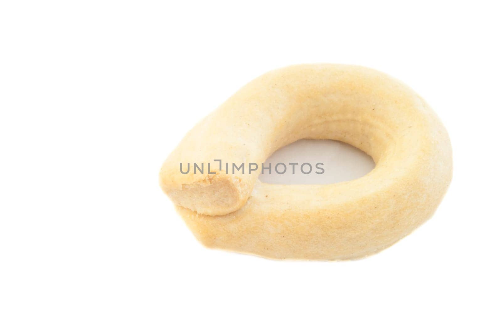 macro details of bagel in white background