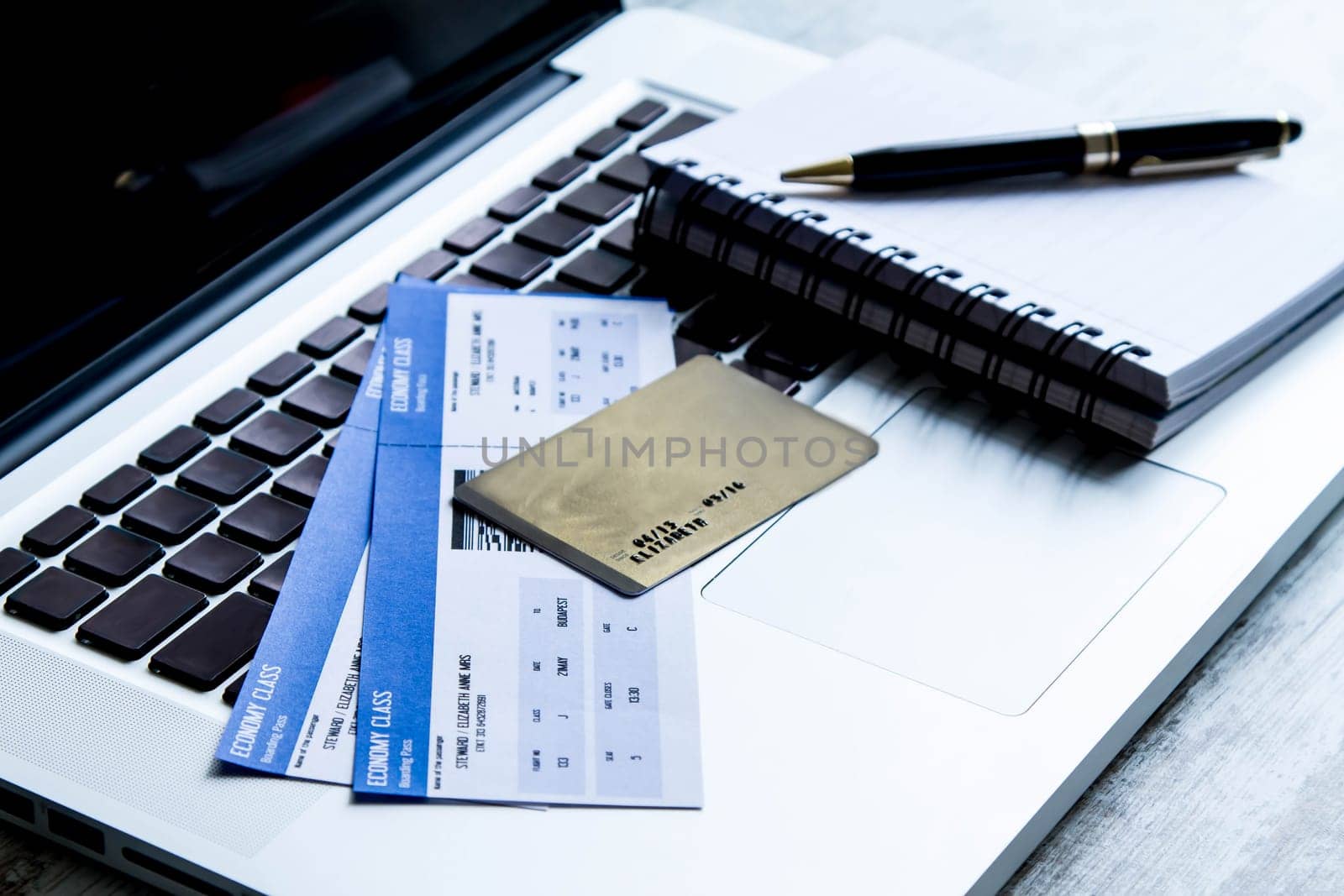 Buying airline tickets on line with a credit card.