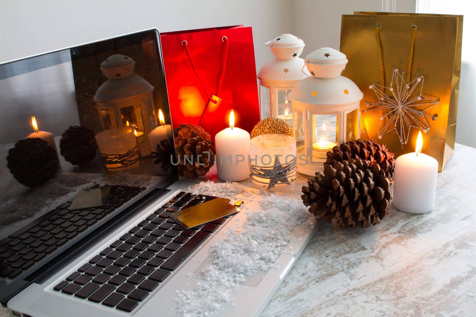 Buying Christmas presents on line with the credit card..
