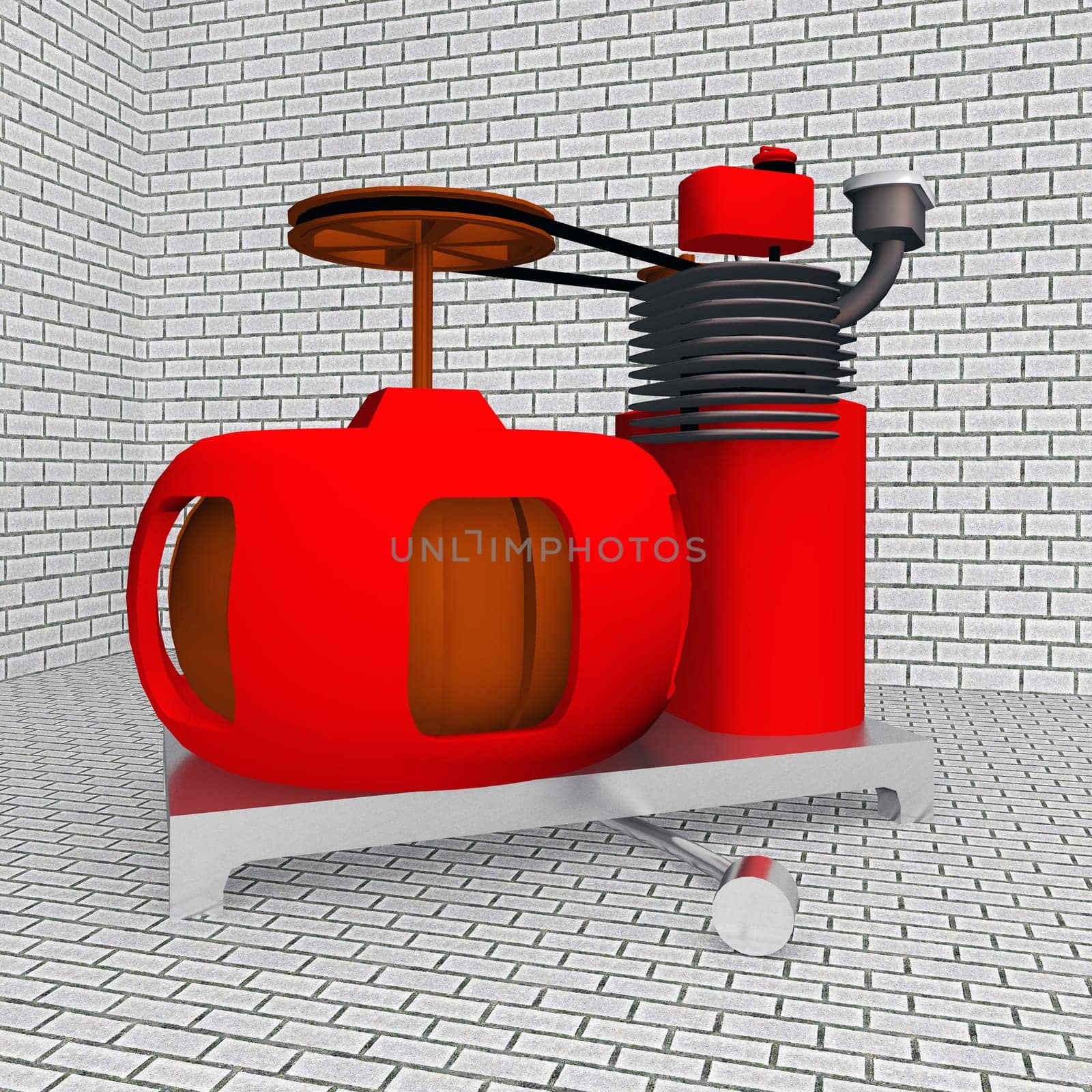Computer-generated 3D illustration with an electric generator