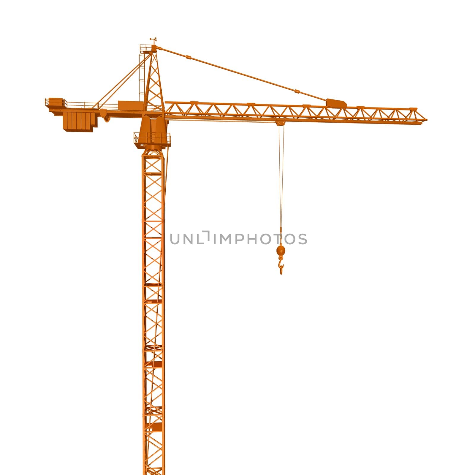 Computer-generated 3D illustration with a construction crane insulated on a white background