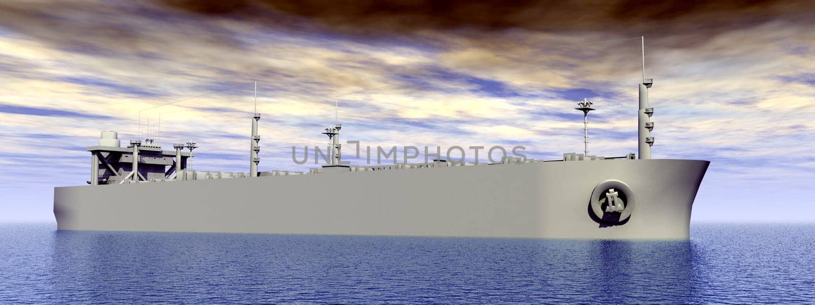 Computer-generated 3D illustration with a supertanker