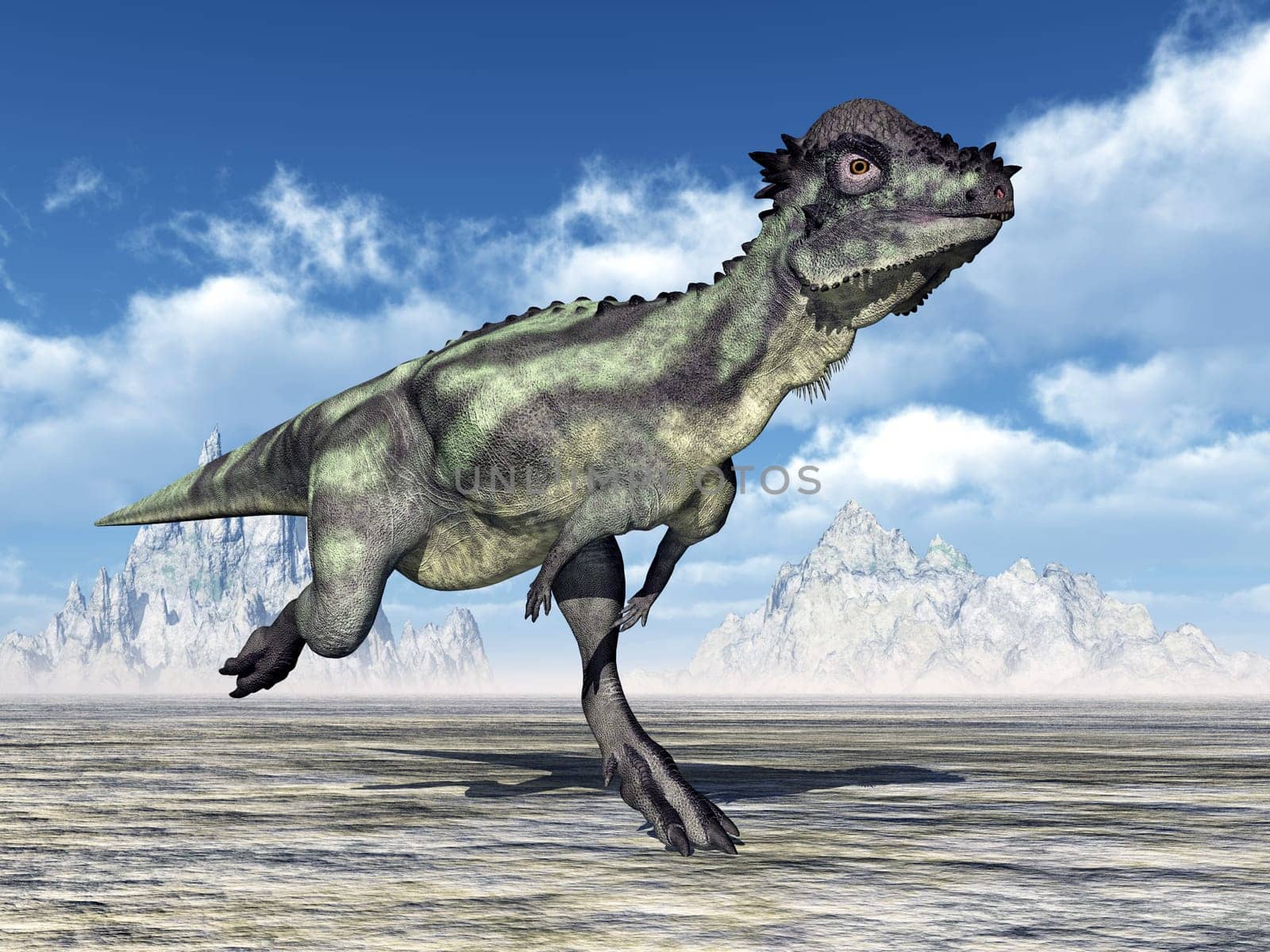 Computer-generated 3D illustration with the dinosaur Pachycephalosaurus