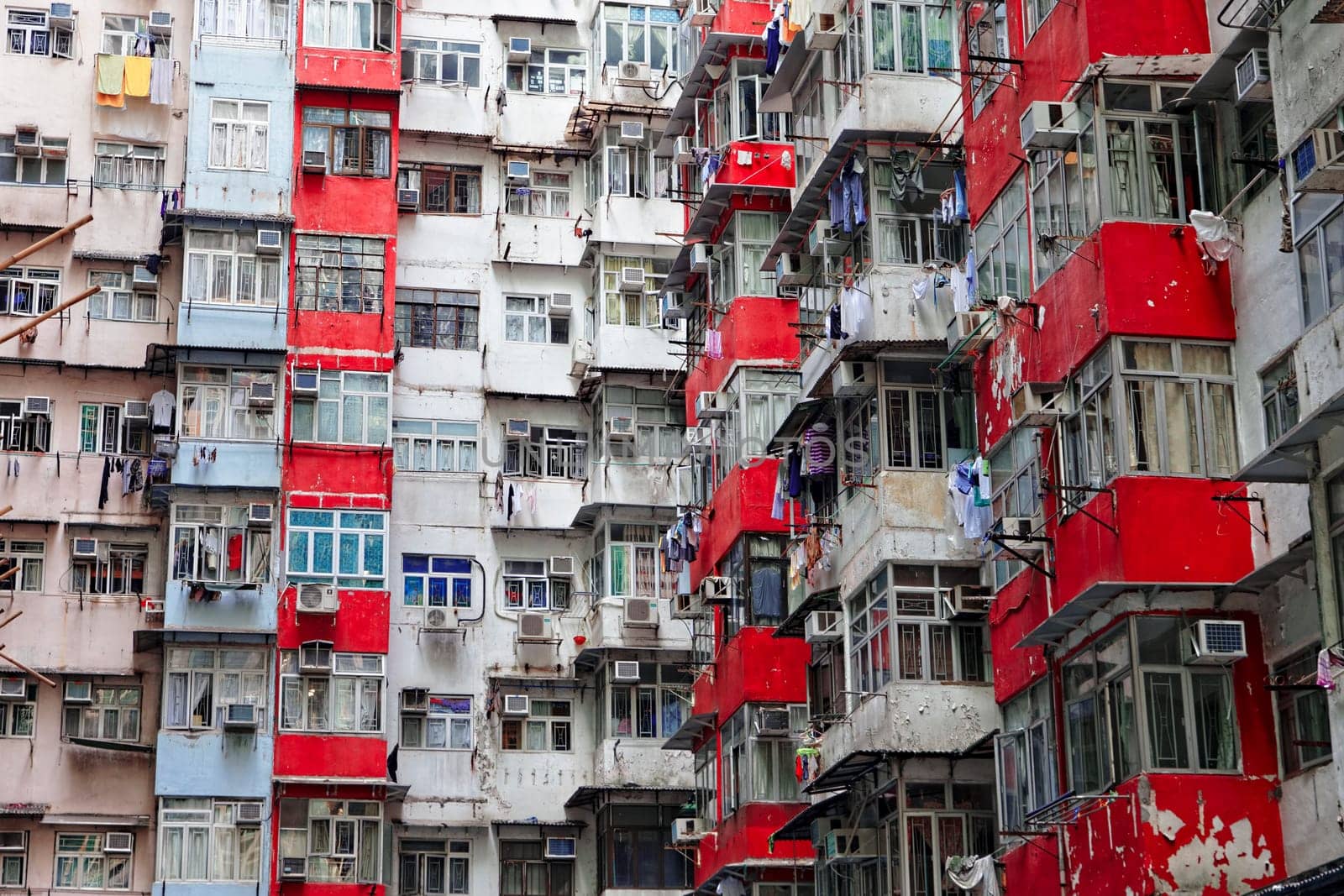 Old apartments in Hong Kong at day