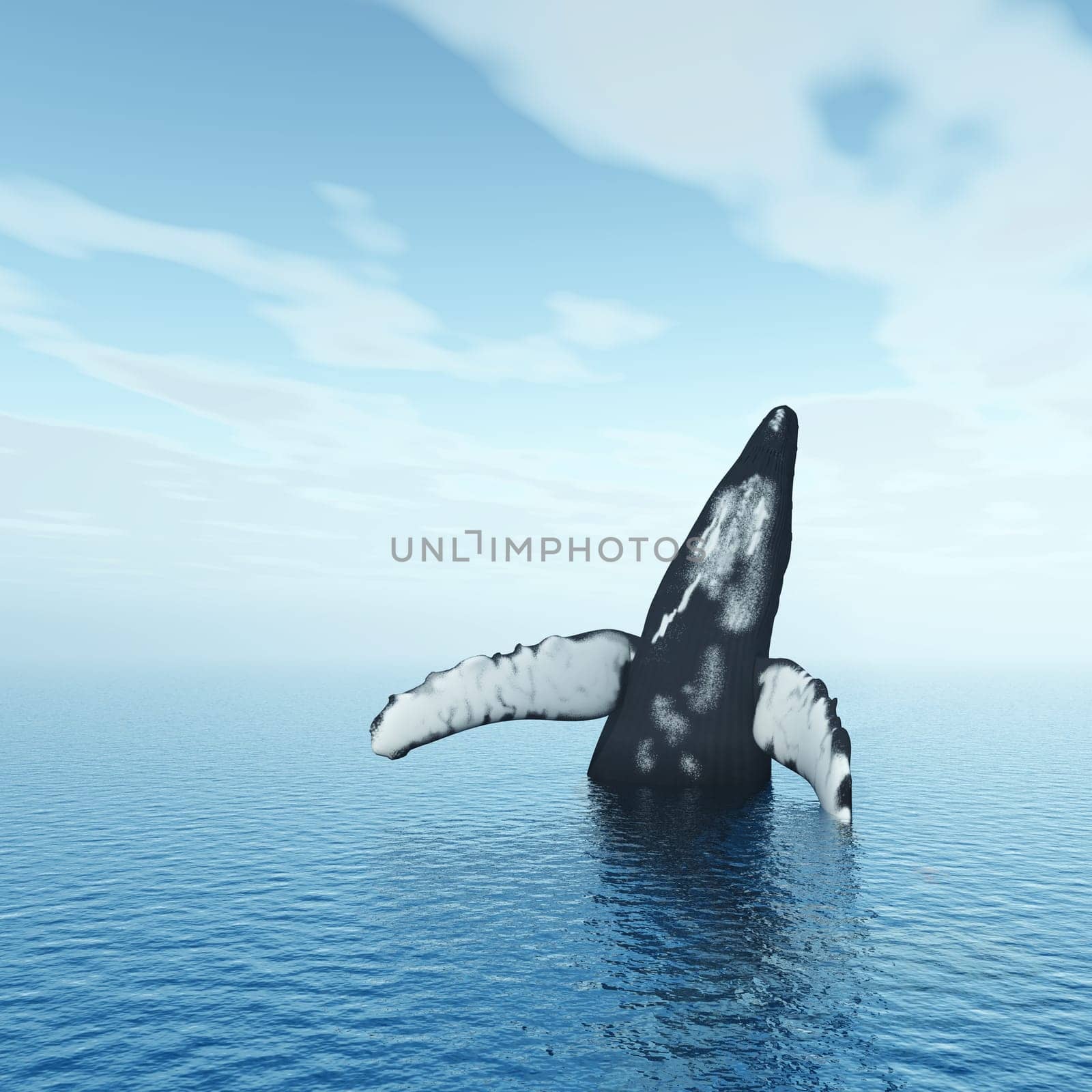 Computer-generated 3D illustration with a jumping humpback whale