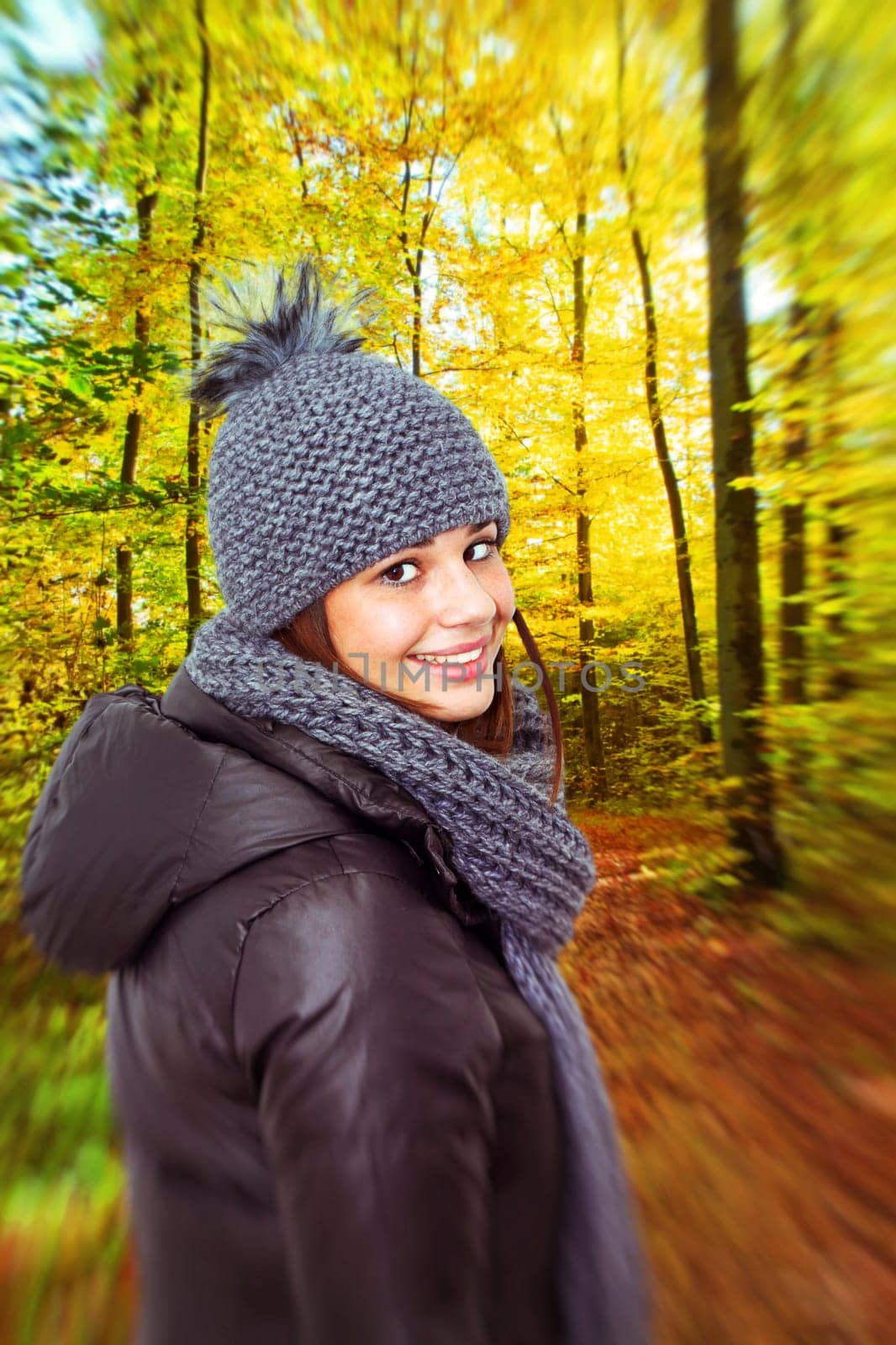 Happy girl in autumn