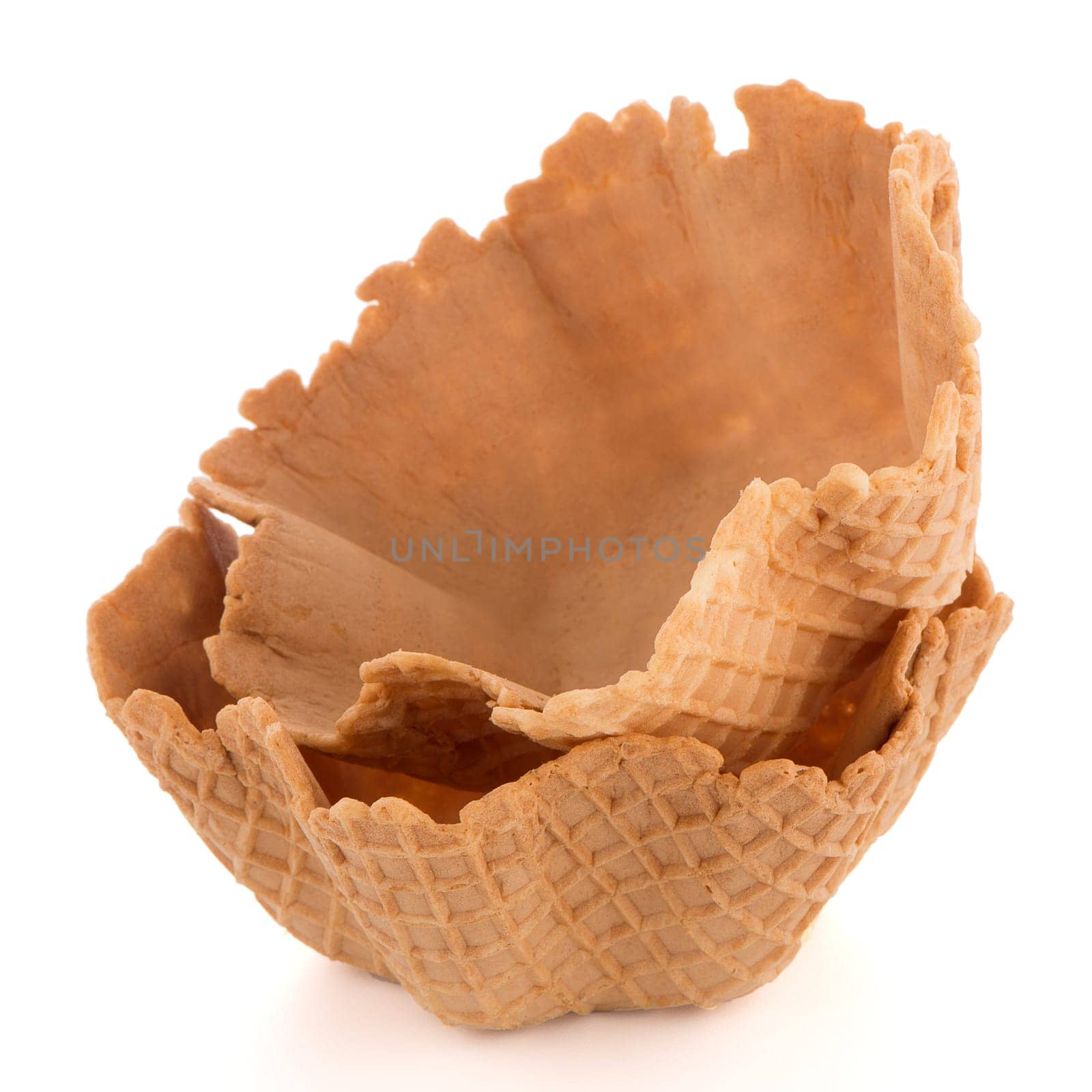 Wafer cups on white background.