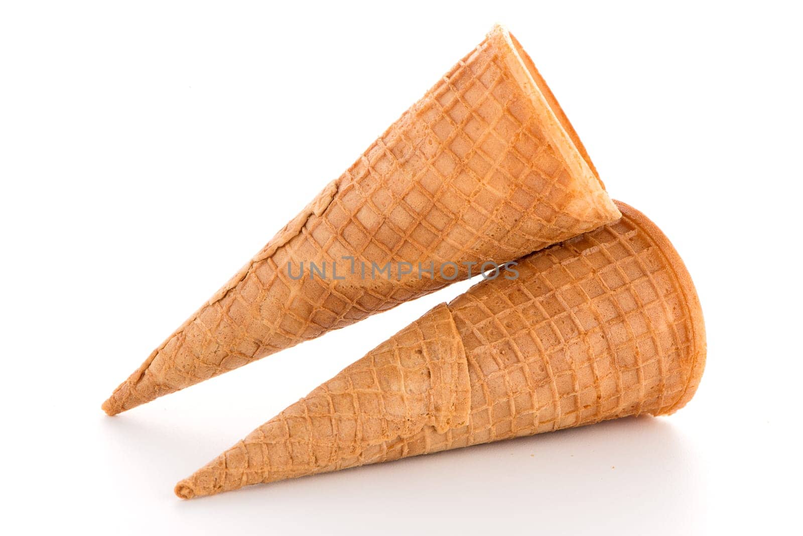 Wafer cones on white background.
