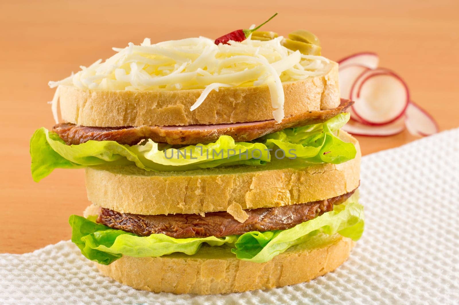 double sandwich with radishes