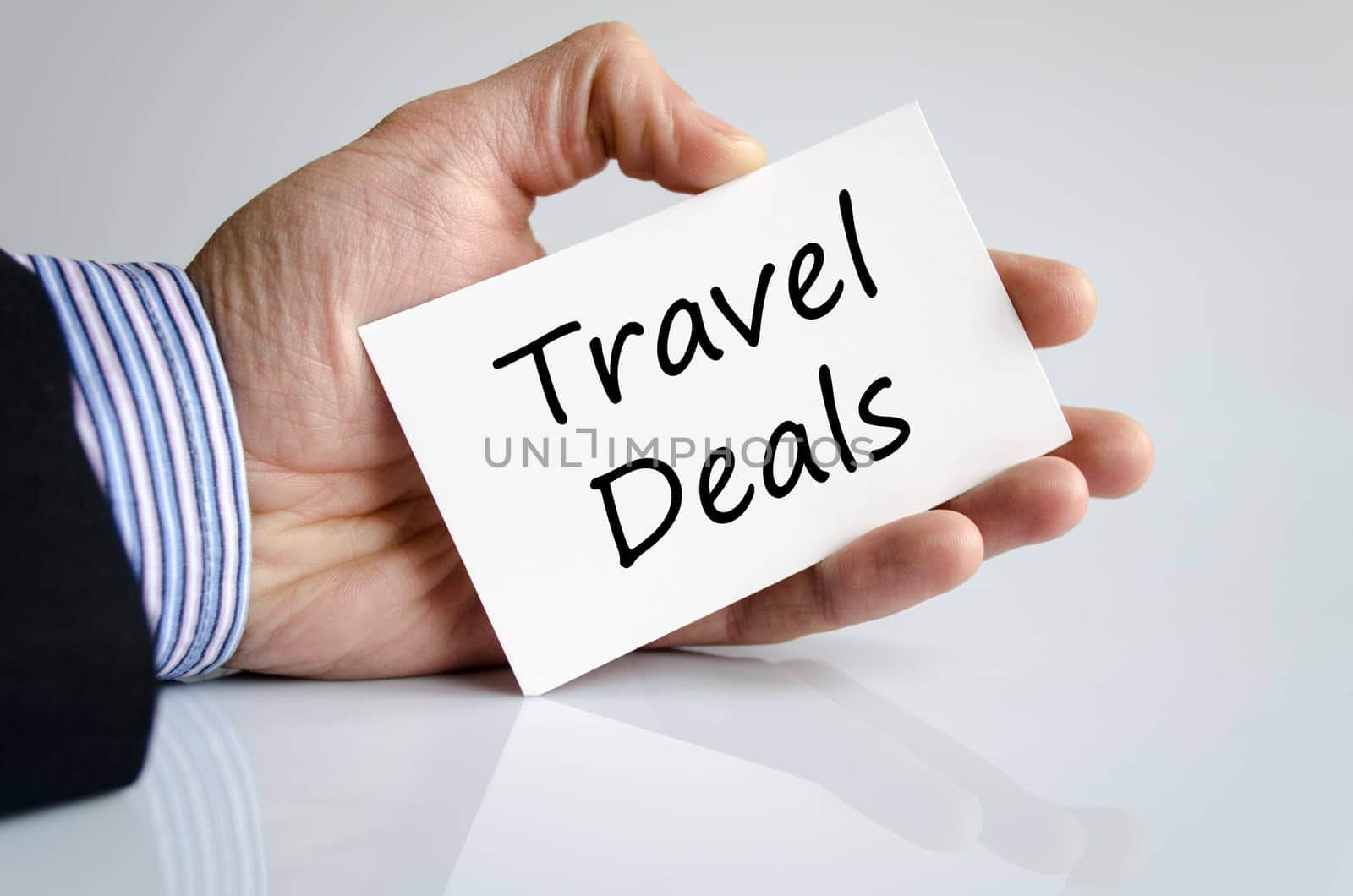 Travel deals text concept isolated over white background
