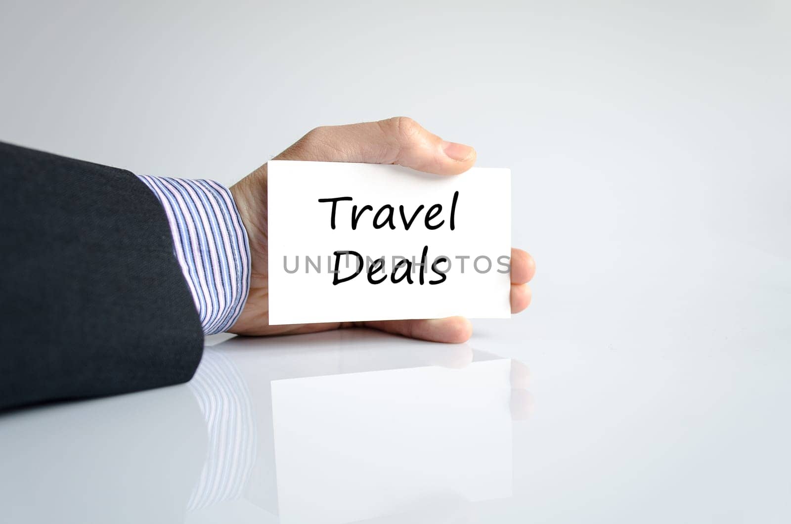 Travel deals text concept isolated over white background