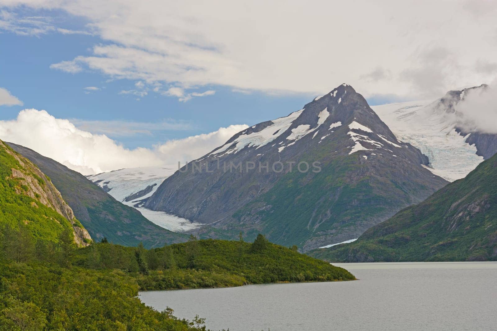 Mountains around the Burns and Portage Glaciers in Alaska