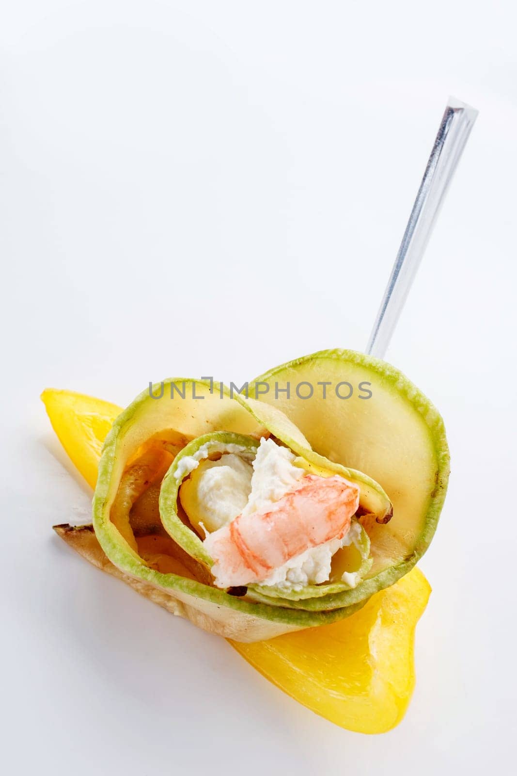 Delicious Appetizers  buffet,  settee with apple and pepper  on  white background