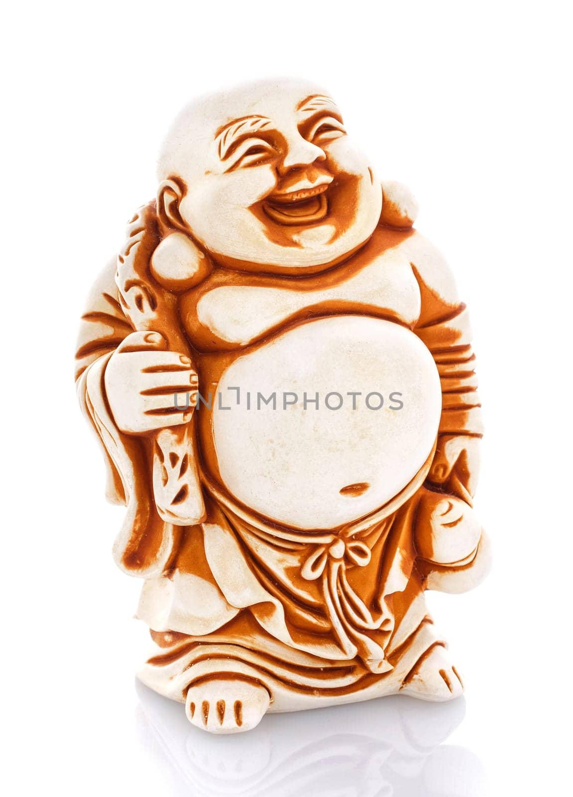 Figurine Cheerful Hotei isolated  on white background