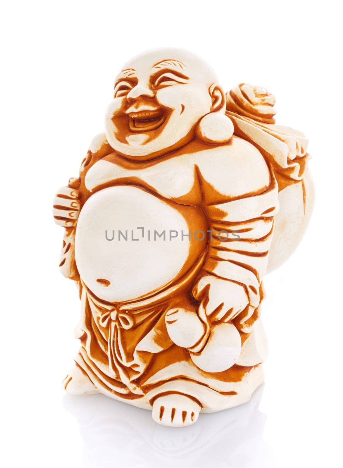 Figurine Cheerful Hotei isolated  on white background