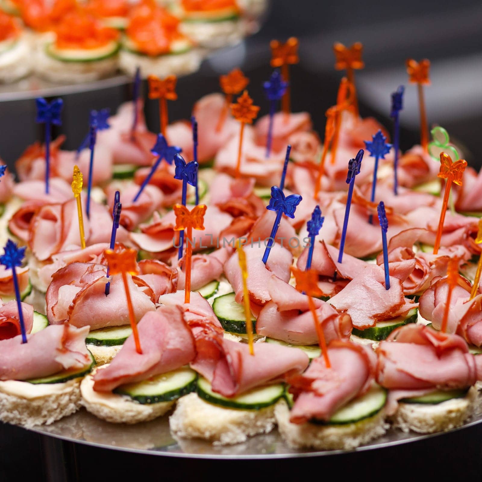 catering services background with snacks on guests table in restaurant at event party