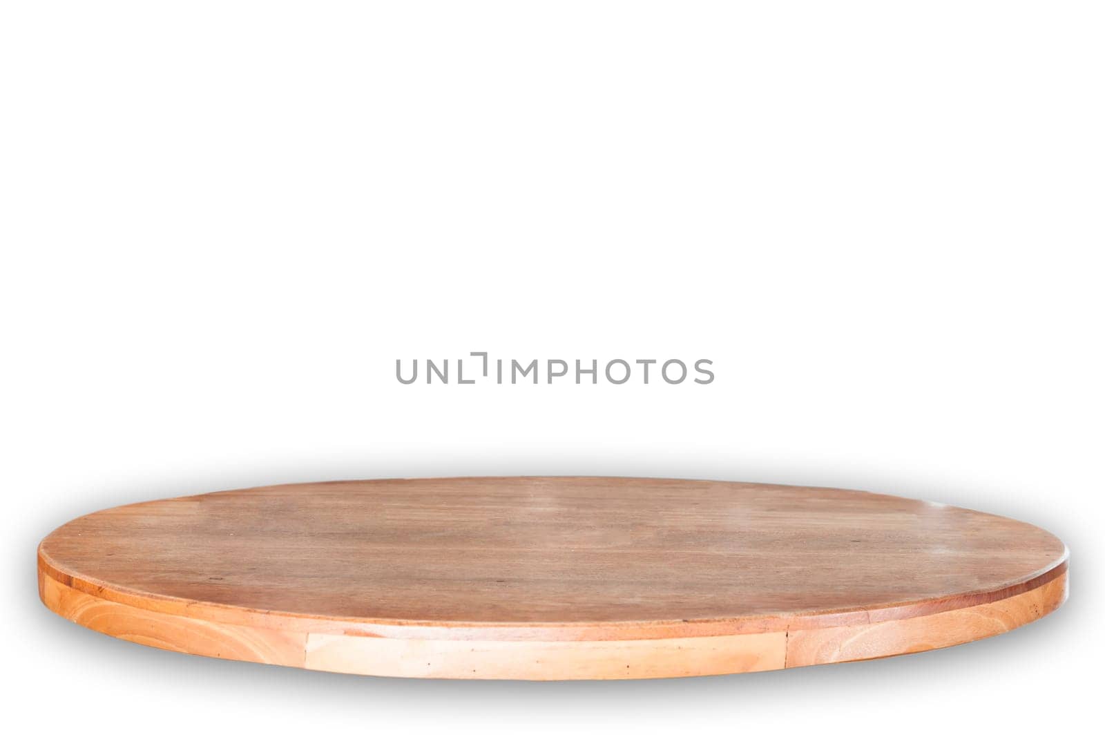 Empty round wooden table top, stock photo