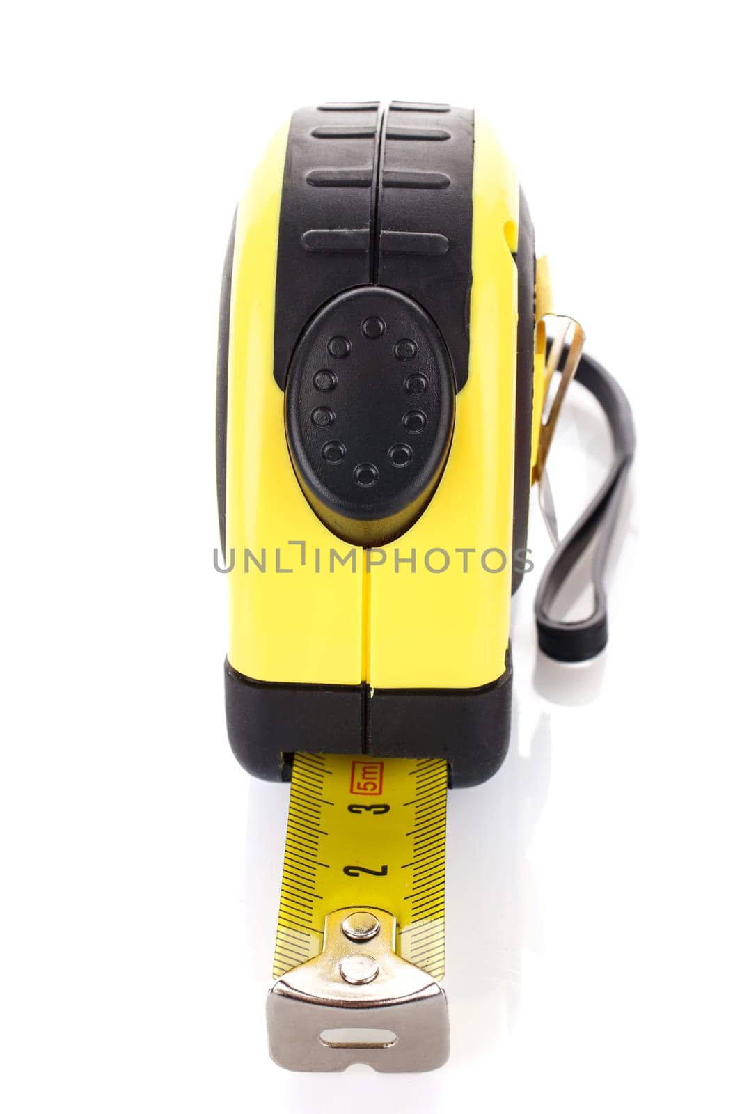 yellow measuring tape for tool roulette  on white background