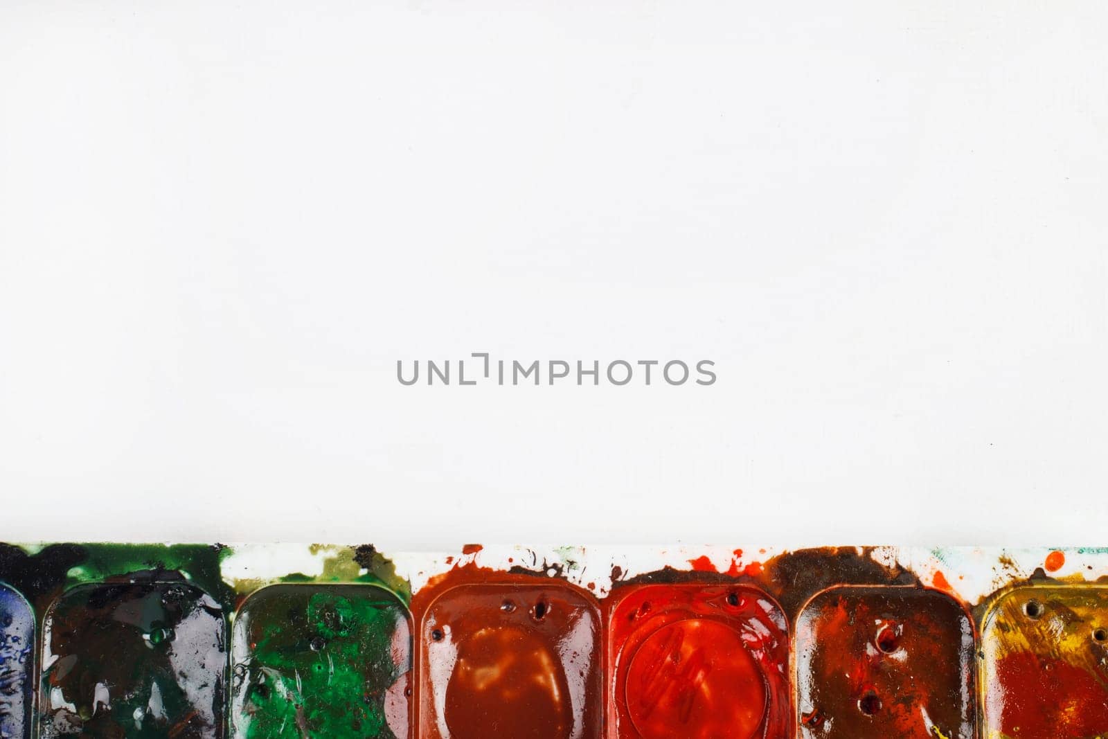 art paints for painting and brush on  vintage wooden background