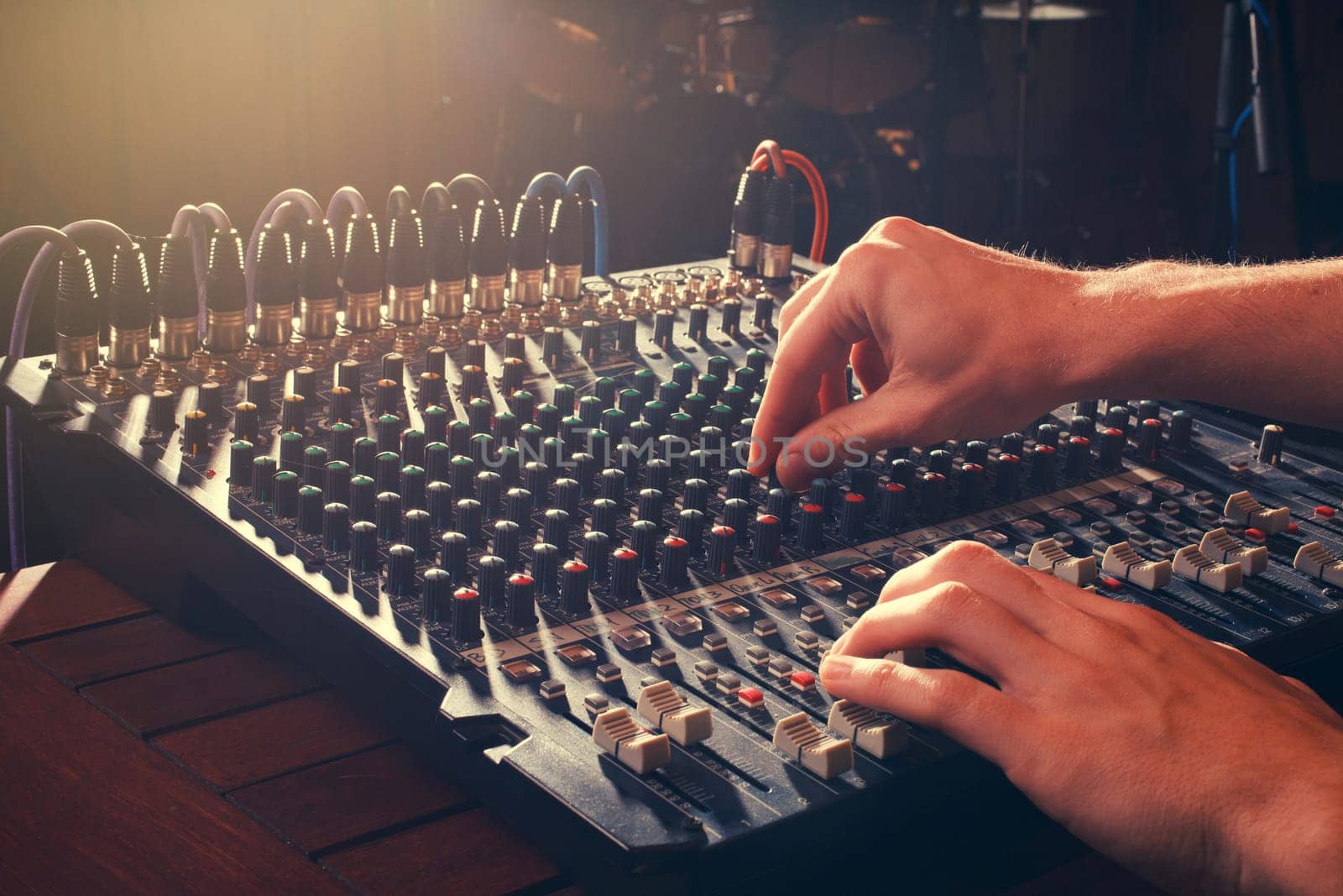 sound mixer in action, hand