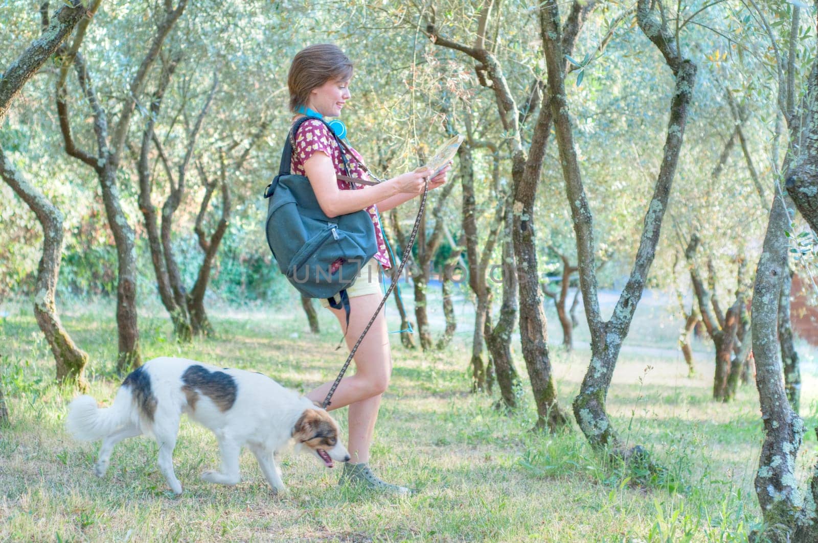 girl with his dog at park